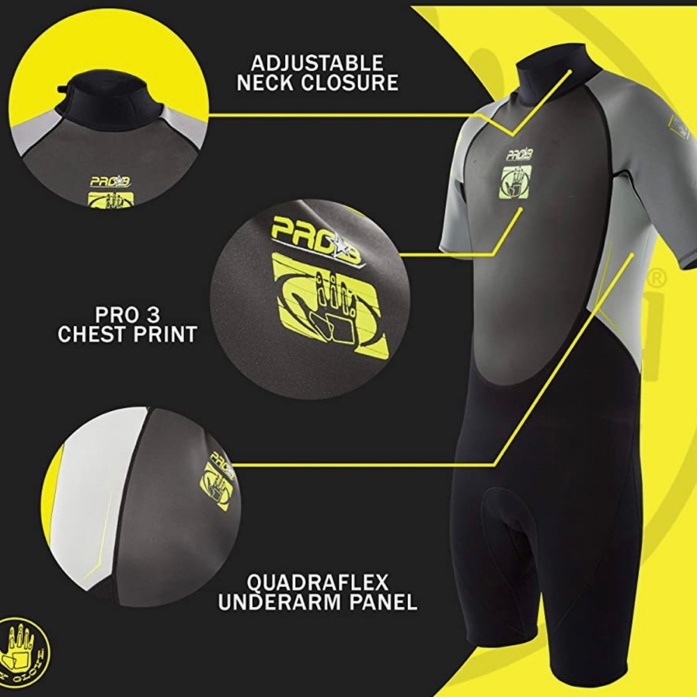 pro 3 body glove surfer multi-purpose spring shorty wetsuit blue gray black - Picture 11 of 16